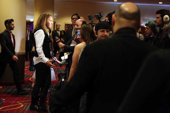 Opening night on Broadway. Tim faces the media. Photo by Ellie Kurttz