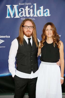 Tim and Sarah Minchin arrive for the US Tour opening night performance at the Ahmanson Theatre on June 7, 2015, in Los Angeles. (Photo by Ryan Miller/Capture Imaging)
